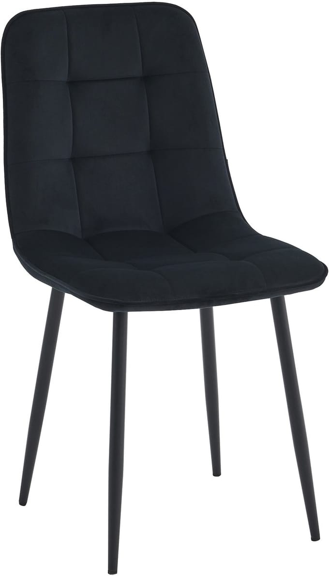 Colenis Bloqs Eetkamerstoel – Zwart – Velvet – Set van 2
