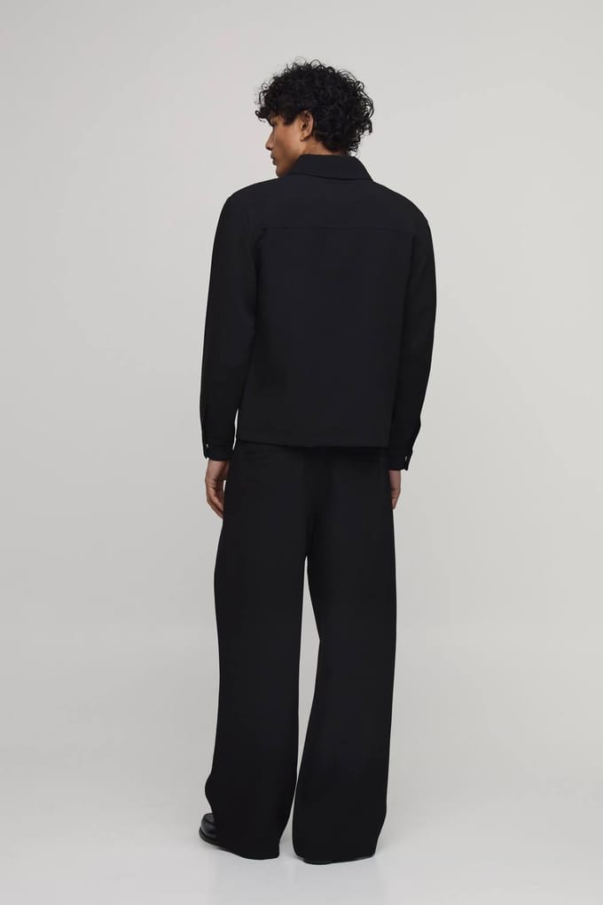 Getailleerd Regular Fit Zip-up Co-ord Overshirt | Black | Size XL