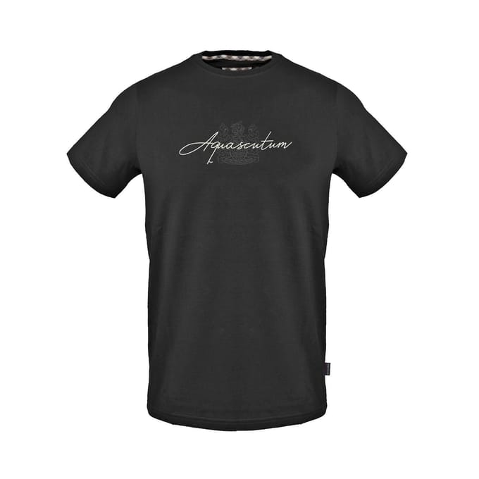 Aquascutum Heren Script Crew Neck Regular T-shirt (Zwart)
