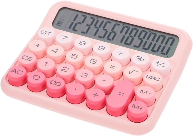 Grote Rekenmachine - Desktop Calculator - Kantoor Werk - Groot Display - 15 x 13.5 cm - Roze