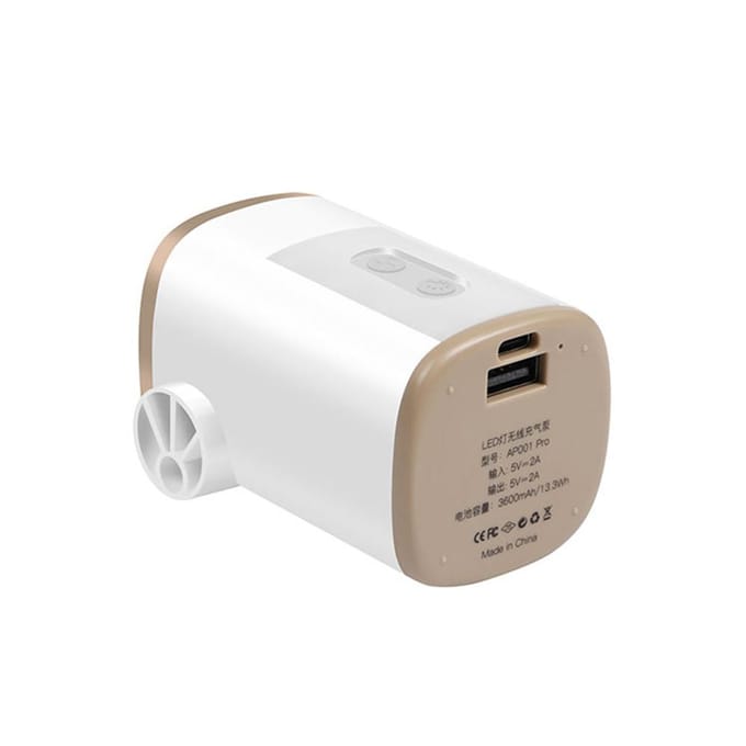 Draagbare Draadloze Elektrische Luchtpomp met Licht 3600mAh USB Oplaadbare Mini Luchtpomp Snel Vullen 0.7PSI white