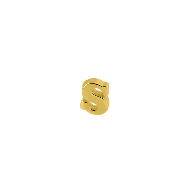 Goud Plated Oorknop Letter s