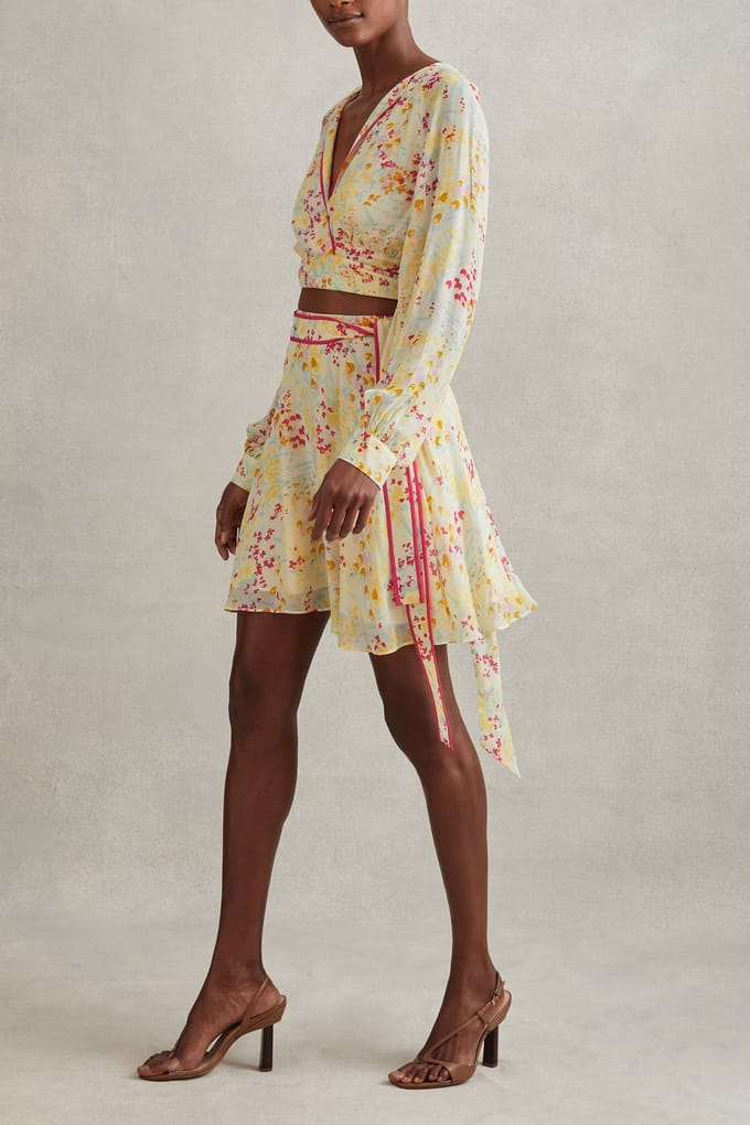 Reiss Buttercup Printed Flippy Skirt Pink/yellow Größe: 4 | Miniröcke Outlet | Damen | Rosa