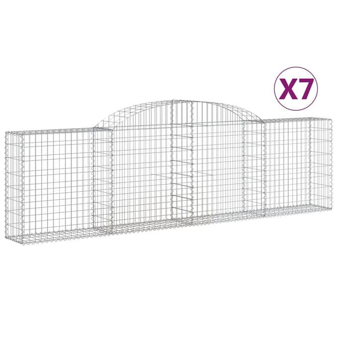 vidaXL - Schanskorven - 7 - st - gewelfd - 300x30x80/100 - cm - gegalvaniseerd - ijzer