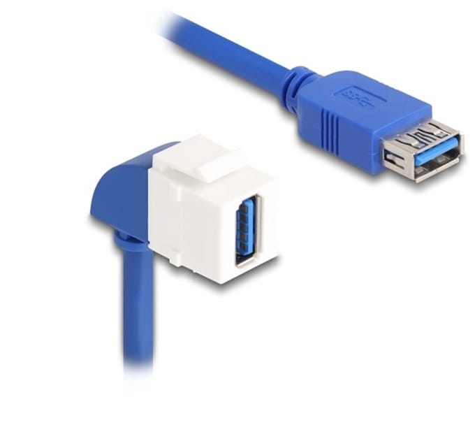 USB-A haaks (90° beneden) Keystone module - USB-A (v) | USB3.0 5 Gbps | wit | 0,20 meter
