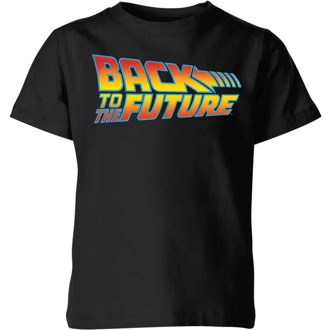 Back To The Future Classic Logo Kids' T-Shirt - Black - 122/128 (7-8 jaar)