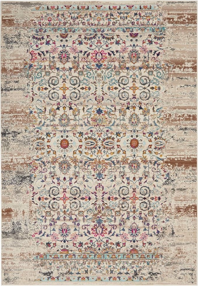 Nourison - Vloerkleed Vintage Kashan Ivory - 122x183 cm - Laagpolig