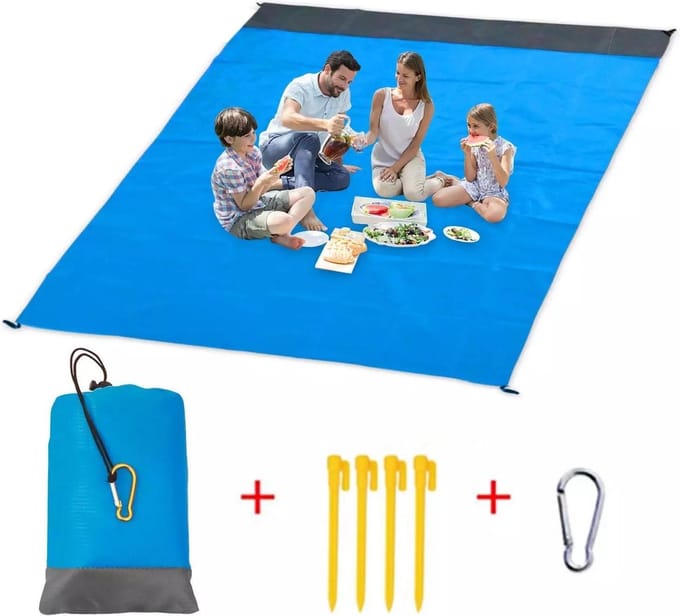 Repus Waterdichte Picknick mat - Strand Mat  - Blauw XL - 200 x 220 cm