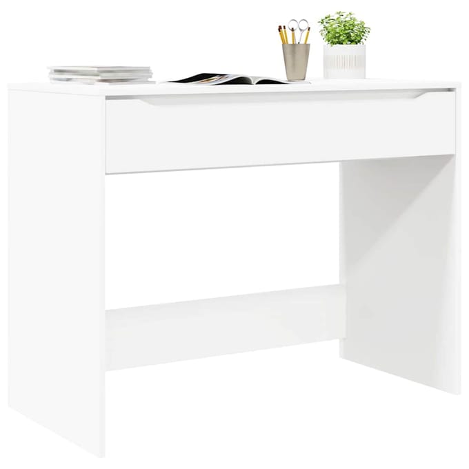 vidaXL - Bureau - met - lade - Wit - 100 - x - 50 - x - 78 - cm - Geconstrueerd - hout