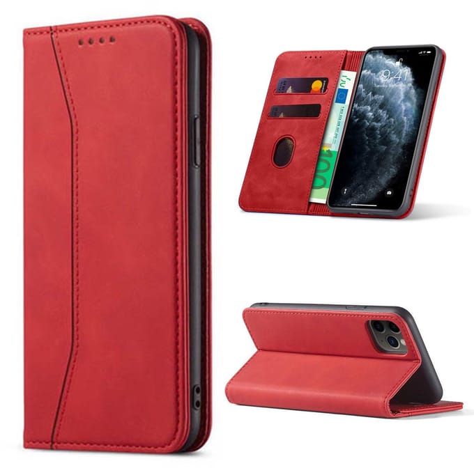 Hoesje geschikt voor iPhone 16e - Bookcase - Pasjeshouder - Portemonnee - Kunstleer - Rood