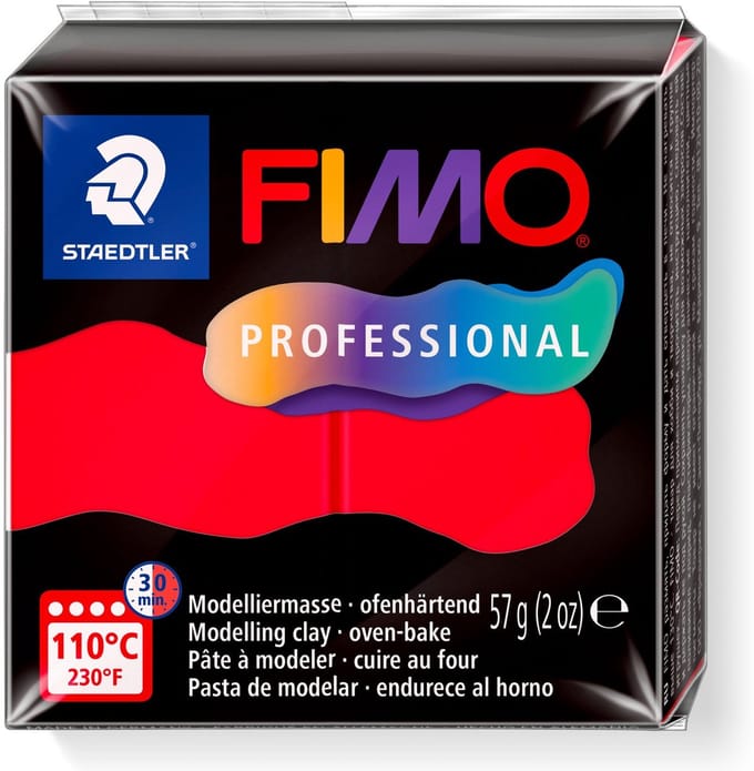 FIMO professional - ovenhardende boetseerklei - blok 57 gr - primair rood