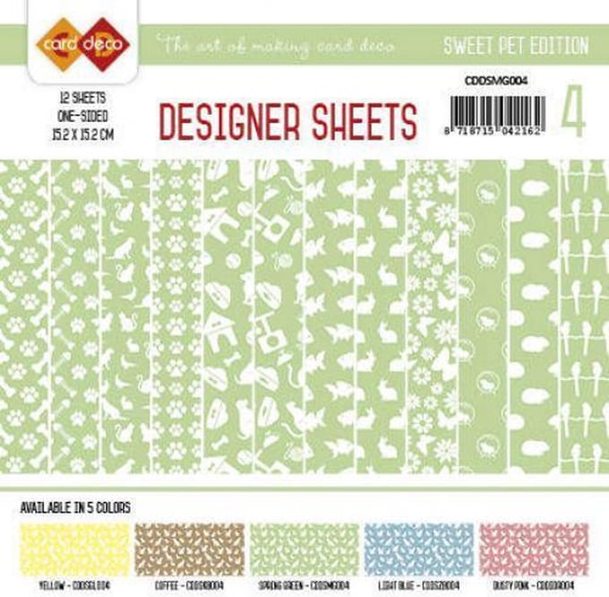 Card Deco - Designer Vellen - Sweet Pet- Meigroen