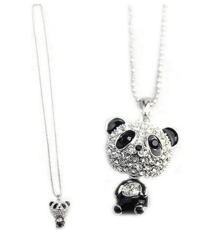 Bijoux by Ive - Panda hanger - Rhinestone - Met ketting