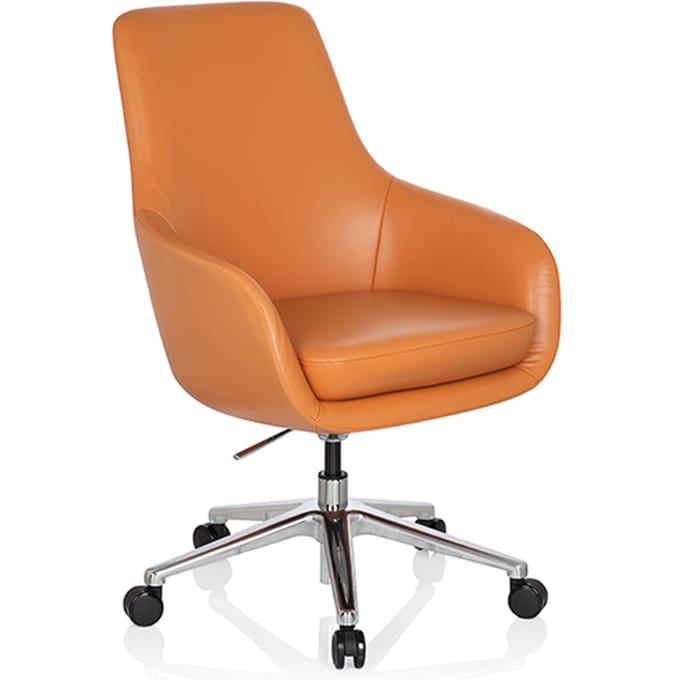 Directiestoel BARENO Leder oranje hjh OFFICE