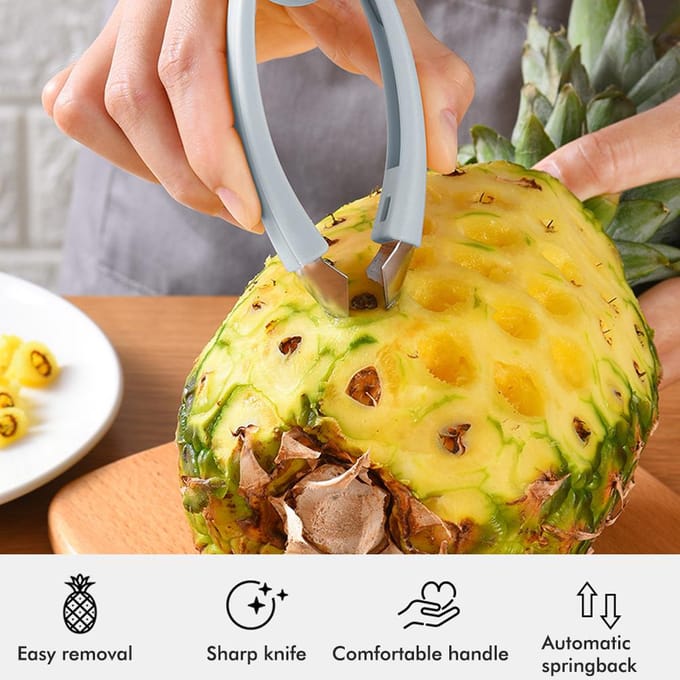 Aardbeienontkrooner Ananasontpitter Fruit Groente Stengelverwijderaar Draagbare Keukengadget gray