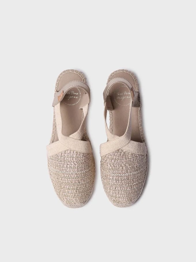 Platte espadrille van metallic katoen met elastische banden | VERA-RL