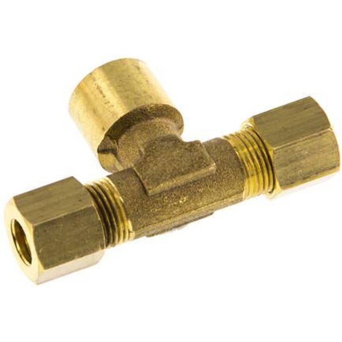 G 1/4'' x 8mm Messing T-stuk Knelfitting 135 Bar DIN EN 1254-2