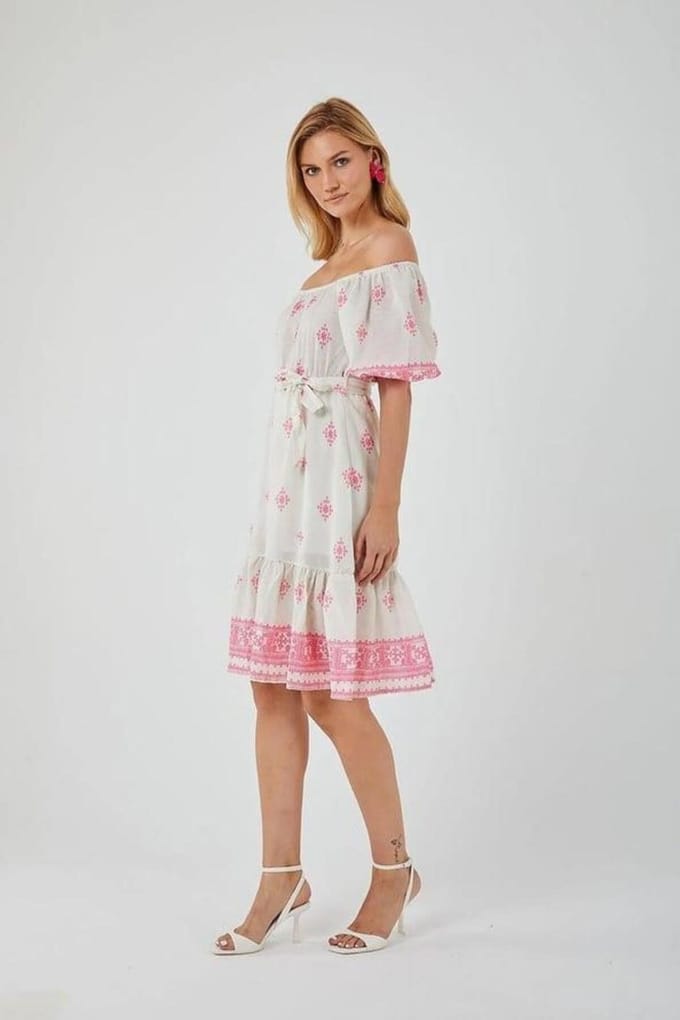 Bloemen Off Shoulder Midi-jurk
