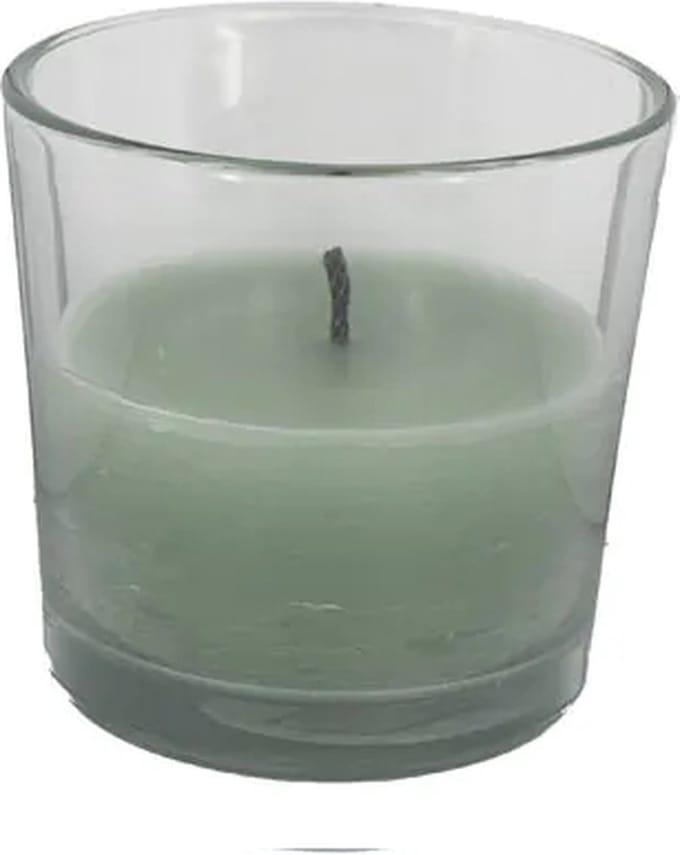 Cactula leuke buitenkaars in glas | Jade | 16 x 15 cm | met extra dikke brandlont - M
