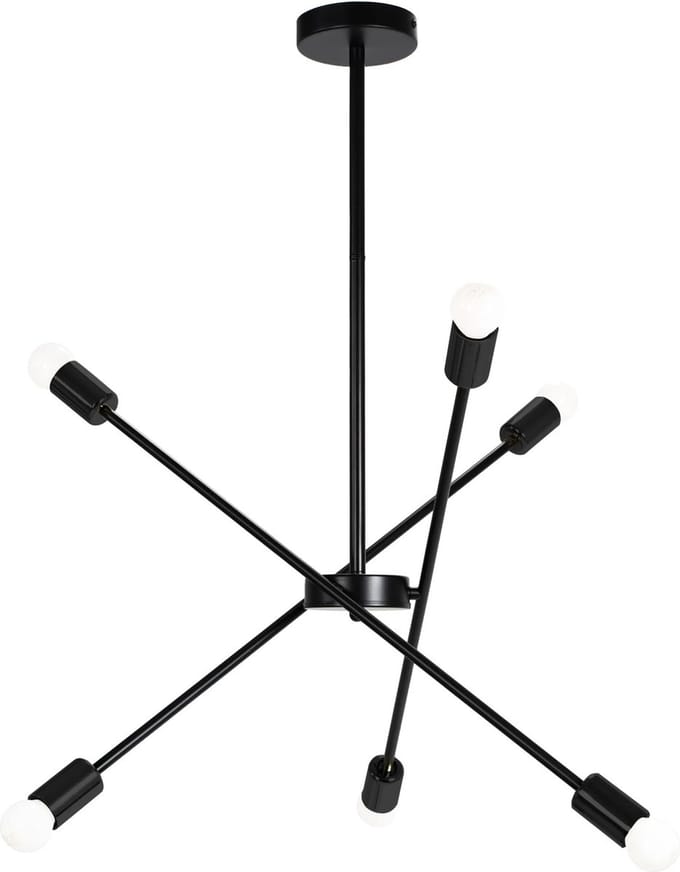 TooLight Zwarte hanglamp - 6 lichtpunten - industrieel design - E27 fitting