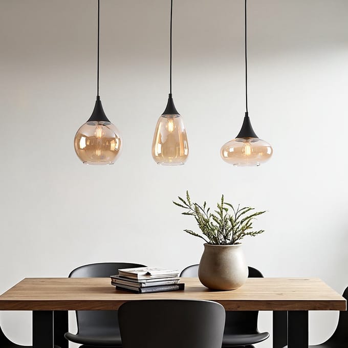 LumenXL 3-lichts hanglamp - amber glas - Lovi