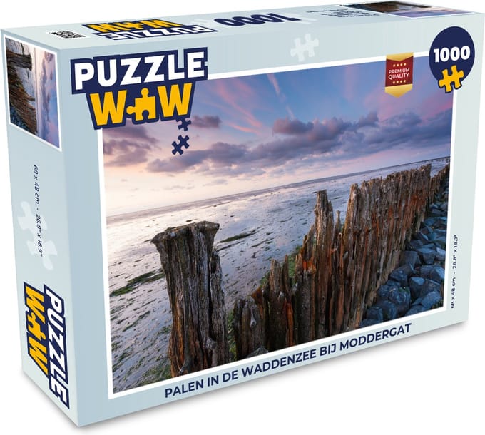 Puzzel Palen in de Waddenzee bij Moddergat - Legpuzzel - Puzzel 1000 stukjes volwassenen