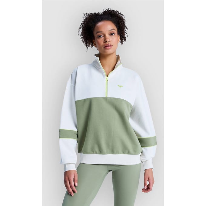 Roxy Ess Energy New Sweatshirt Met Halve Rits Groen M Vrouw