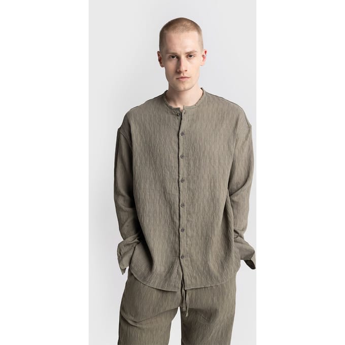 Geweven Lange Mouw Crewneck Shirt