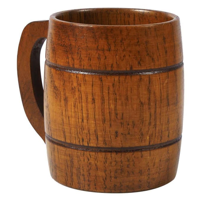 350ml Vintage Houten Bierpul met Handvat Grote Capaciteit Drinkbeker brown
