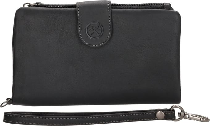 Hide & Stitches Japura Portemonnee - 100% Leer - Zwart