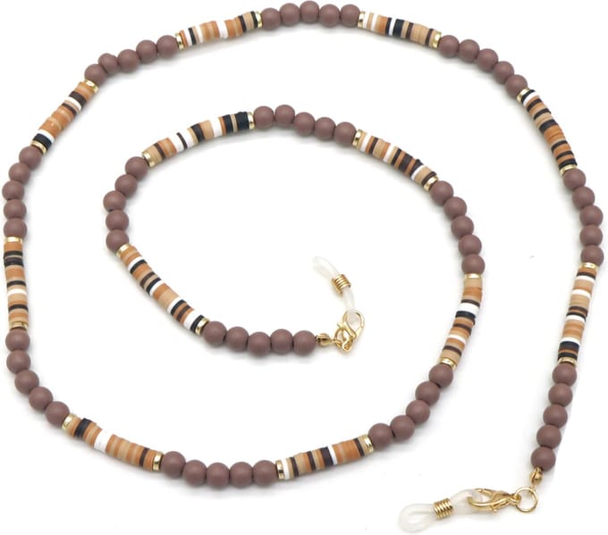 Brillenkoord met Kralen - Ketting voor Zonnebril - Bruin