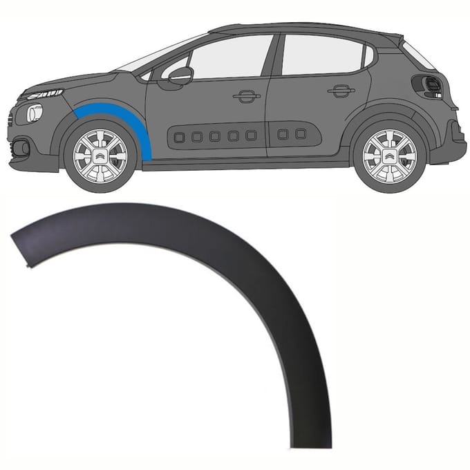 Spatbord sierlijst wielkast voor Citroen C3 2016- / Links