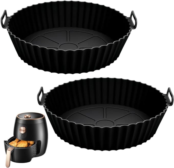 CLVP® Airfryer Accessoires - Siliconen Bakje - Bakpapier - Zwart