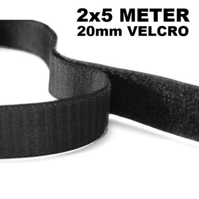 2*5m OPNAAIBARE KLITTENBAND (2*5m Hook and 2*5m Loop) Breedte 20MM, Kleur ZWART