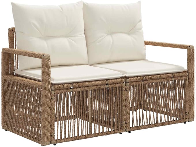 vidaXL - Tuin - Sofa - 2-Aantal - zitplaatsen - Beige - poly - rattan