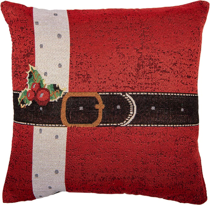 Clayre & Eef Kussenhoes 44x44 cm Rood Polyester Kerstman