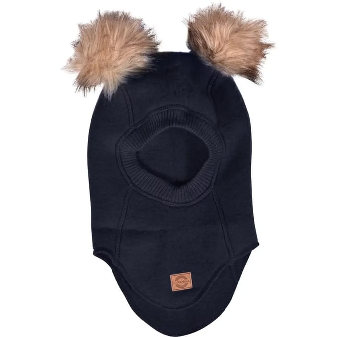 Volledige wollen babymuts met pompon Mikk-Line
