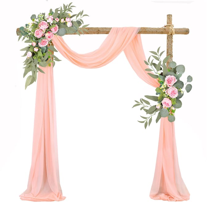 Bruiloft Boog Draperie Bruiloft Decoratie Arrangement Draperie Boog Achtergrond Draperie beige