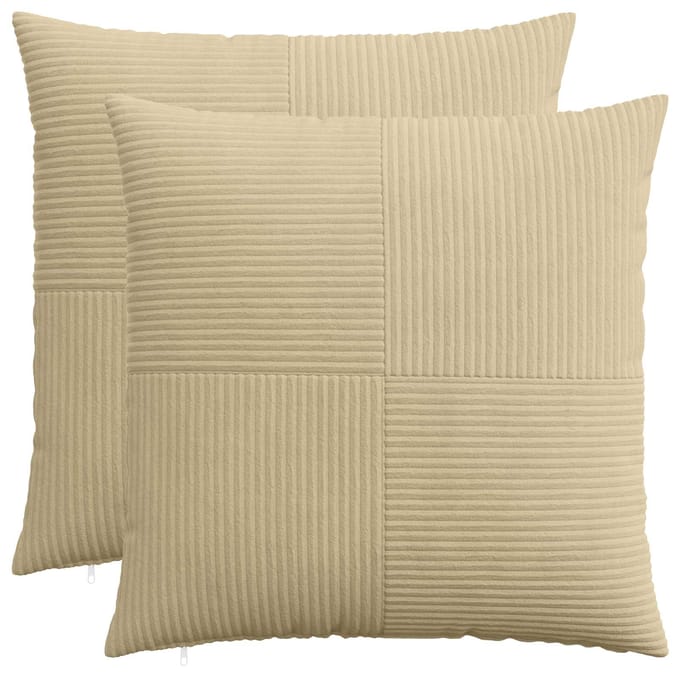 vidaXL - Kussensloop - 2 - pcs - ALMELO - Grijs - Groen - 65 - x - 65 - cm - corduroy