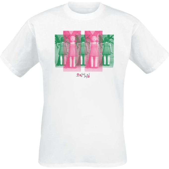 Squid Game T-shirt - Doll Panels - XL - voor Mannen - wit
