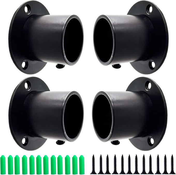 Zware Kaststanghouders RVS Zwart met Bevestigingsschroeven (4 Stuks)