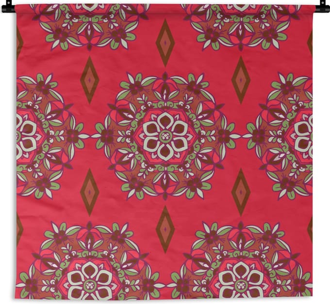Wandkleed - Wanddoek - Mandala - Design - Bloem - 60x60 cm - Wandtapijt