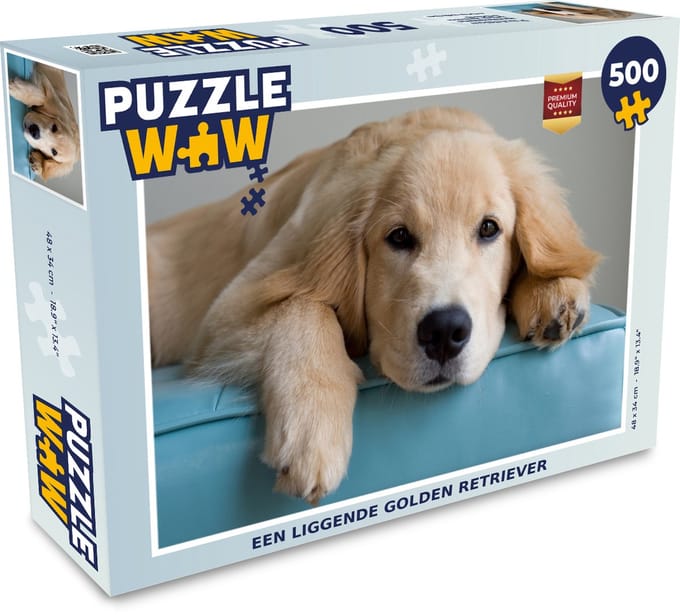 Puzzel Een liggende Golden Retriever - Legpuzzel - Puzzel 500 stukjes