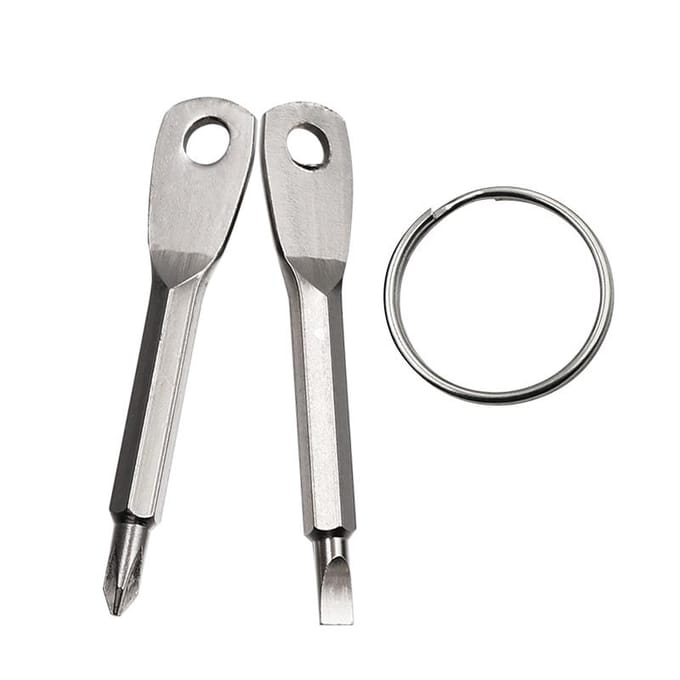 Draagbare Phillips Sleufschroevendraaier Sleutelhanger Multi Mini Zakformaat Reparatiegereedschap Gadget zilver