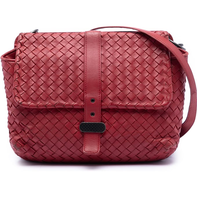 Tweedekans Nappa Intrecciato Dubbelzijdige Flap Messenger Bag