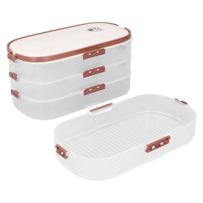 Dumpling Diepvries Opbergdoos Multifunctioneel 4 Lagen Voedselkwaliteit PP Koekjes Opbergcontainer L(for 6.5-9kg) white
