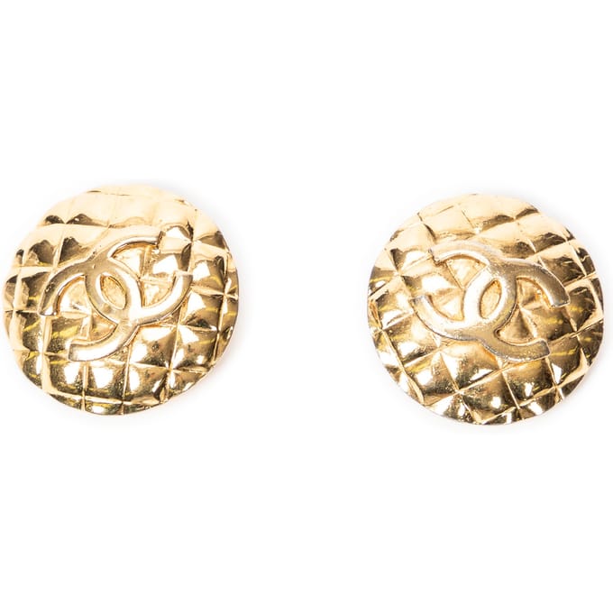 CC Quilted Round Clip On Earrings  Oorbellen