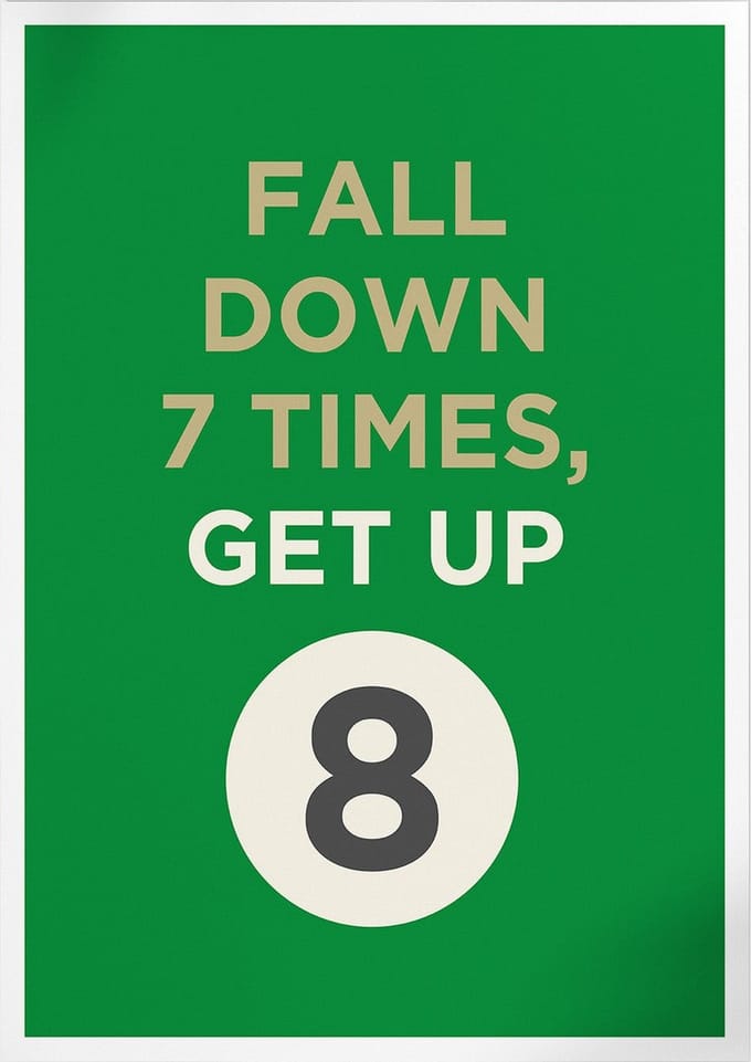 Fall Down 7, Get Up 8 (Motivatie & Inspiratie) | Poster | A3: 30 x 40 cm