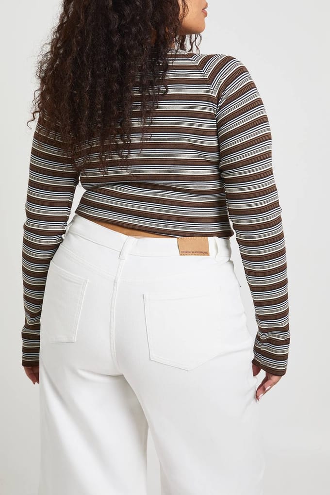 boohoo Dames De Plus High Waist Cropped Wide Leg Jeans | Wit | Maat: 46