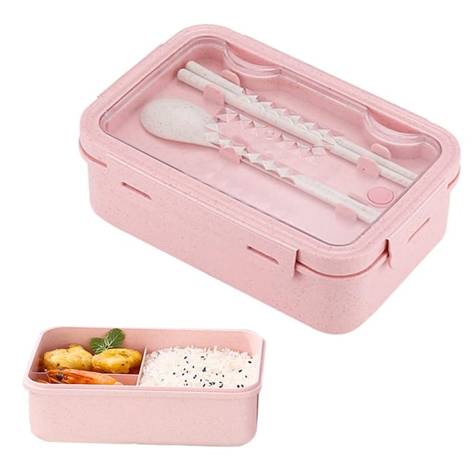 Lunchboxen Bento Boxen Lekvrije Lunchboxen voor Magnetron Bento Lunchboxen met 3 Vakken en Eetgerei L oranje